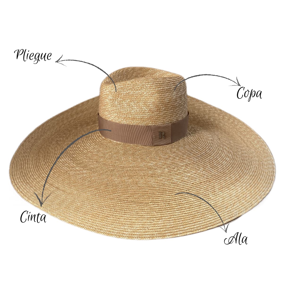 Sombrero Ala Ancha Extragrande con Cinta Marrón Ombre - Raceu Hats